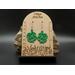 Machine embroidered green four leaf clover earrings with raised edges. Silver hypoallergenic hooks.